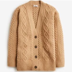 NWT J Crew Chunky knit Wool Alpaca Cable Knit Sweater Cardigan Small
